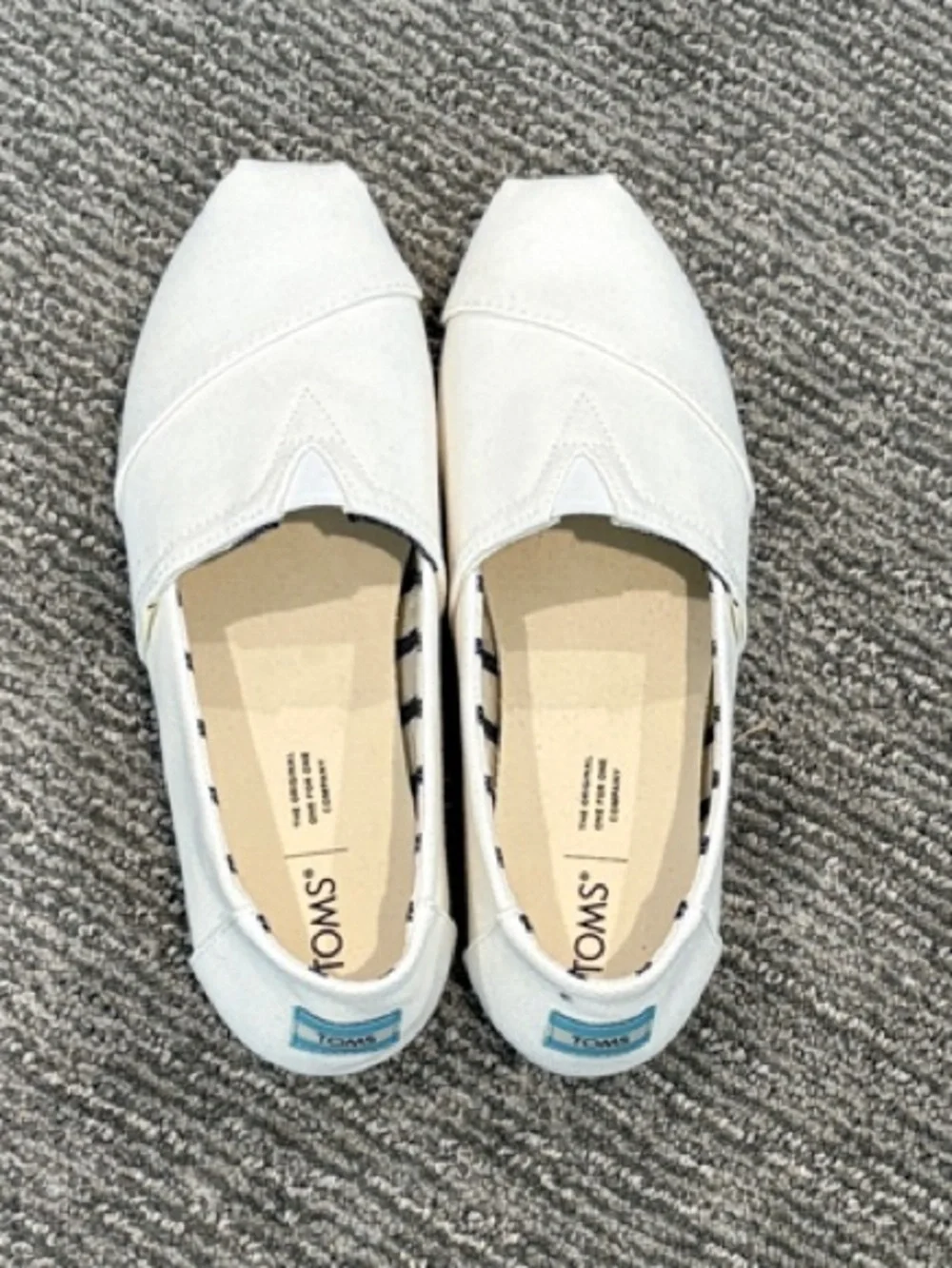 TOMS White Canvas Slip-On Moccasins